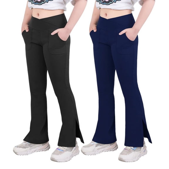 Little/Big Girl Leggings High Waisted Flare Pants Yoga Bootcut Pants Solid Color Bell Bottoms 7-12Y