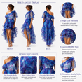 thumbnail image 6 of Women's Blue and Purple Ruffle and Floral Print Organza High-Low Maxi Silhouette Evening Gown with One Shoulder, 6 of 6