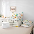 thumbnail image 6 of Manfei Vintage Rhombus Print 7pcs Bedding Comforter Set,Modern Abstract Geometric Queen Bedding Sets,Beige Blue Orange Queen Sheet Sets For Kids,Ultra Soft Home Decor Reversible, 6 of 8