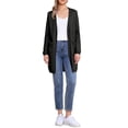 thumbnail image 2 of Suéter largo de cardigans de manga larga INSPIRE CHIC para mujer, abierto al frente, ligero, tejido, talla XL, negro, 2 of 6