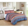 thumbnail image 2 of Chezmoi Collection Shore 3-Piece Boho Stripe Queen Comforter Set, Medallion Floral Colorful Bohemian Printed Microfiber Lightweight Bedding Set, 2 of 8