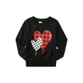 thumbnail image 6 of Family Matching Parent-Child Sweatshirt, Long Sleeve Hearts Print Tops, Round Collar Loose Fit Pullover, 6 of 9