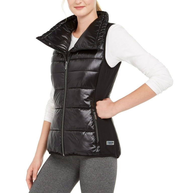 Calvin Klein Womens Performance Funnel Neck Quilted Outerwear Vest Walmart