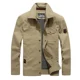 thumbnail image 4 of Chaquetas militares de carga ajustadas de alta calidad para hombre, abrigos holgados de longitud media con cuello alto y múltiples bolsillos de algodón para primavera y otoño, 4 of 5