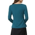 thumbnail image 3 of Allegra K Women's Dressy Cardigan Sweaters Tie Front Draped Ruffle Knit Cardigans S Blue Green, 3 of 6