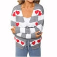 thumbnail image 2 of Neewe Women's Long Sleeve Cute Cardigan Sweaters Color Block Open Front Ribbed Knit Heart Sweater Coat, 2 of 9