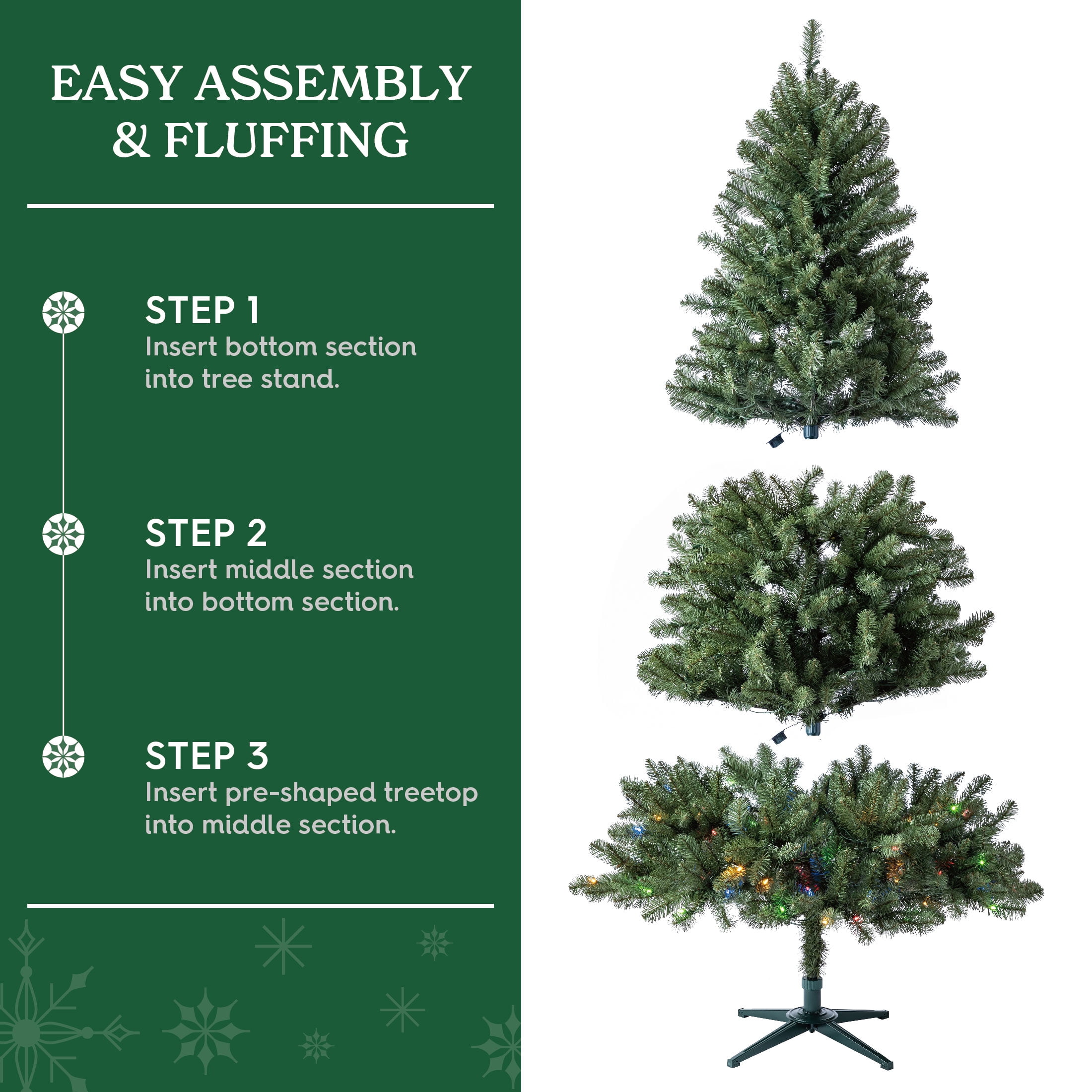 7' Pre-Lit Duncan Fir Green Artificial Christmas Tree with Color-Changing LED Lights and Quick Set, by Holiday Time