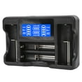 thumbnail image 3 of Cargador de batería SEIVI negro portátil para PC, con pantalla LCD inteligente, USB, de cuatro ranuras para NiMH, NiCd, AA, AAA, Li-ion, LiFePO4, IMR, 18650, 26650 y 14500, 3 of 9