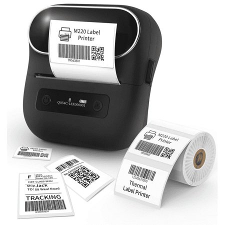 Phomemo M220 Label Maker, Upgrade 3.14'' Barcode Printer, Bluetooth Thermal Label Printer, Portable Sticker Maker Machine for Barcode, Address, Mailing, Small Business, Compatible with Phone, PC