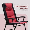 thumbnail image 6 of Outsunny 3 Piece Outdoor Patio Furniture Set with Glass Coffee Table & 2 Folding Padded Rocking Chairs, Bistro Style for Porch, Camping, Balcony, Red, 6 of 9