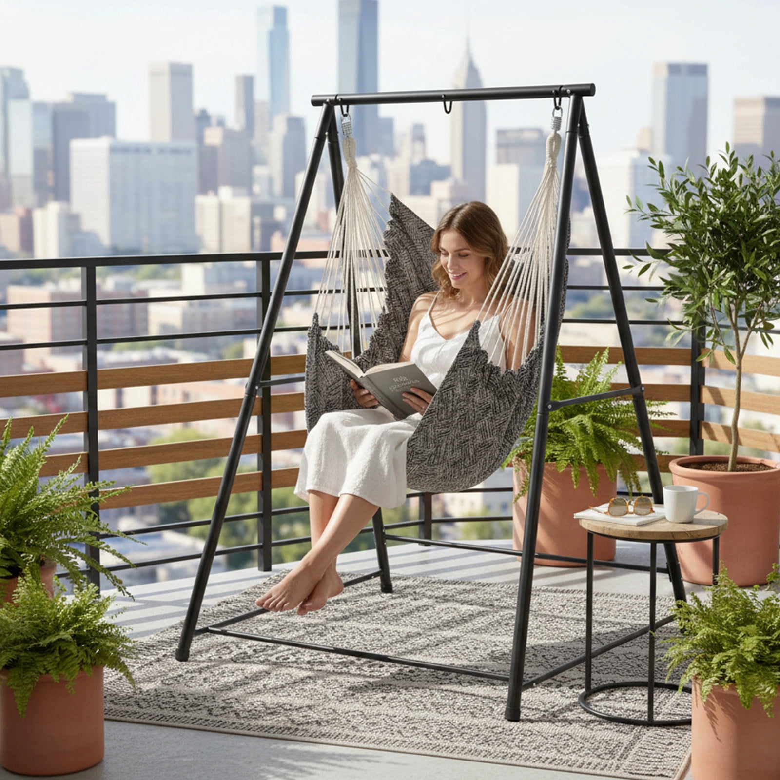 Hammock Chair Stand with Swing Chair, 112*113*180cm