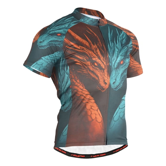 joogoo Cool Dragon Pattern Men's Cycling Jerseys Mountain Bike Short Sleeve Tops L