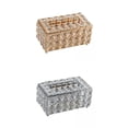 thumbnail image 1 of Caja de pañuelos de cristal de lujo, 2 uds., cubre servilletas, organizadores de soporte de papel E dorado + plateado, 1 of 9
