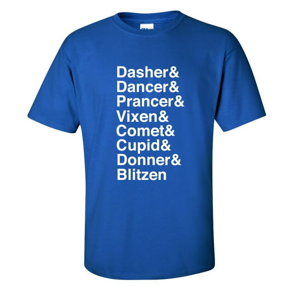 Dasher & Dancer & Prancer & Vixen & Comet & Cupid Adult Short Sleeve T-shirt
