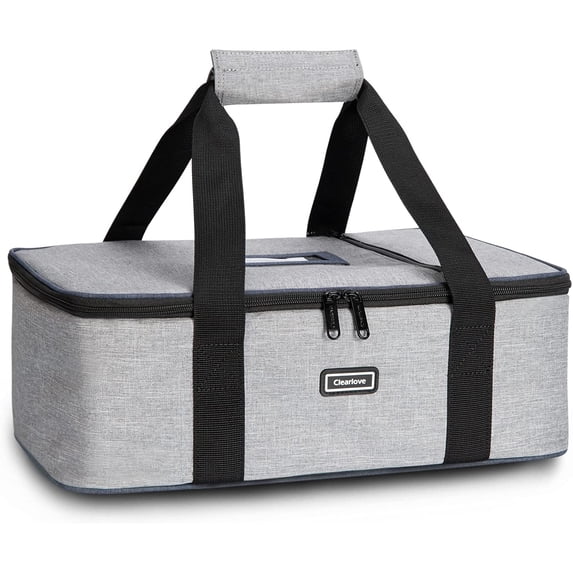 Insulated Casserole Carrier for Picnic Cooler Bag Potluck Thermal Insulated Tote for Camping Large Food Carrier Gray