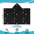 thumbnail image 2 of Black White Cat Moon Star Pattern Hooded Bath Towel，60"x35" for Ages 3 To 12 Kids, Quick Dry Lightweight Soft Microfiber Hood Beach Towel Cover Up for Kids, 2 of 7