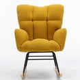 thumbnail image 6 of Modern Rocking Chair Teddy Upholstered Glider Rocker Rocking Accent Chair Padded Seat with High Backrest Armchair Comfy Side Chair for Living Room Bedroom Offices Yellow, 6 of 8