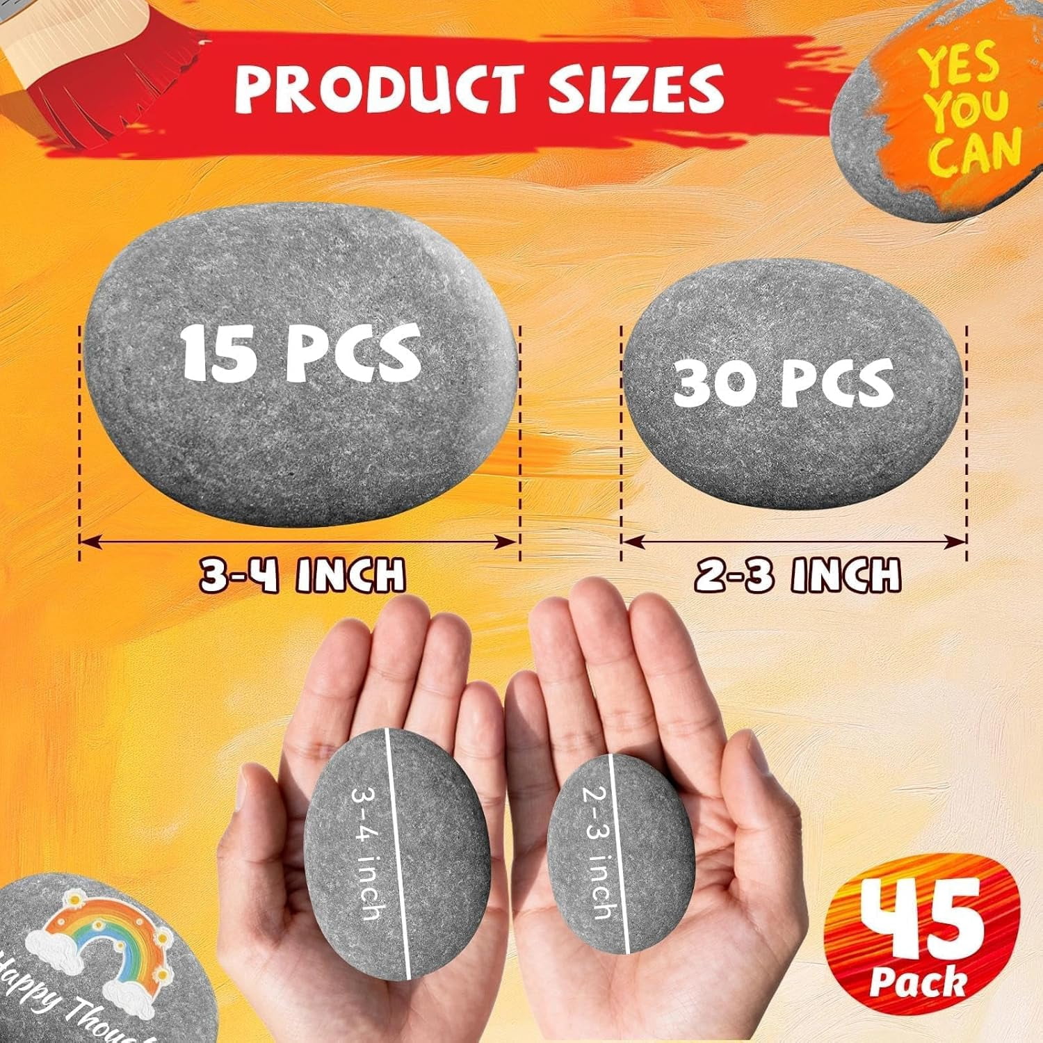 25 PCS Rocks for Painting, Natural Smooth River Rocks for Painting, 2-3 Inches Flat Stones for Crafts, DIY Arts & Decorations