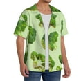 thumbnail image 4 of Honeii 's Broccoli 3 for men's short-sleeved button-up collared shirt featuring a pocket, perfect for beach vacations, and travel adventures., 4 of 5