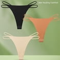 thumbnail image 6 of Womens Ice Silk Unseamed Thongs Low Waist High Cut Bikinis Underwear Hipsters T Back Panties, 6 of 9