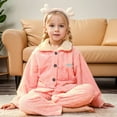 thumbnail image 2 of WEAIXIMIUNG Bow Outfit Kids Pajama Sets Button Down Long Sleeve Shirt and Long Pants Boys Girls Sleepwear 2Pcs, 2 of 5