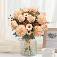 thumbnail image 2 of 3 Pcs Fall Flowers Artificial Mums Silk Fake Mums Bouquet Faux Floral Arrangements Home Indoor Outdoor Planter Decor Party Wedding Table Autumn Decoration (Champagne), 2 of 13