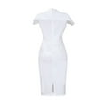 thumbnail image 4 of Homenesgenics Summer Dresses for Women under $10 Women Flare Sleeve Solid Short Sleeved Round Neck Formal Commuting High Waist Wrap Dress Womens Dresses for Wedding Guest White XXL, 4 of 7