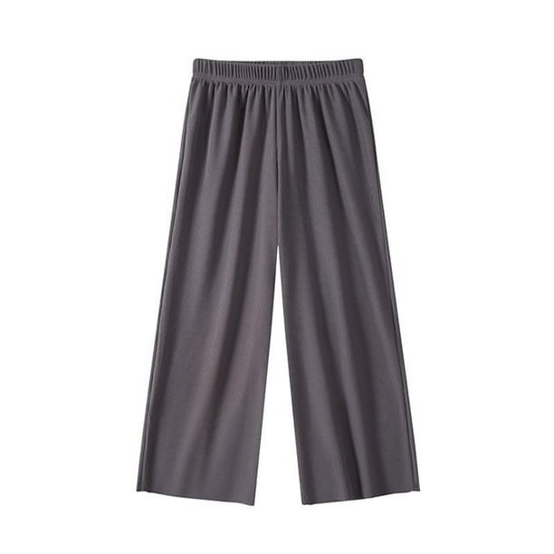 Odeerbi 2-11 Años Niñas Pantalón Largo de Seda de Verano Color Sólido Con Cintura Elástica