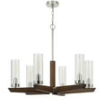 thumbnail image 3 of 60W X 6 Ercolano Pine Wood, Metal Chandelier With Clear Glass Shade (Edison Bulbs Not Included), Wood, Brushed Steel, 3 of 3