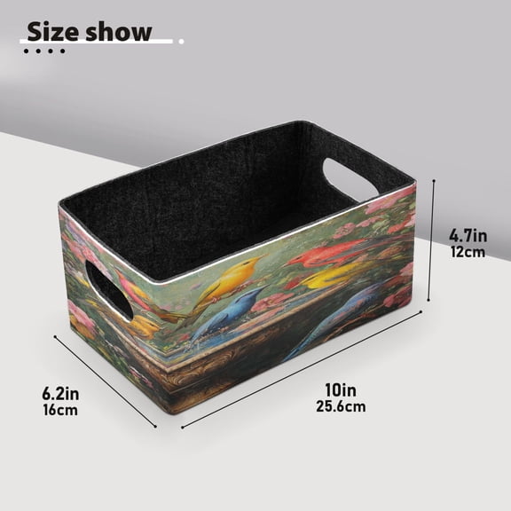 BZSMCE Shelf Baskets Colorful Birds Pattern Storage Cube Bins 10.1*6.3*4.7in Set of 2