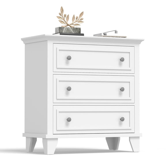 3 Drawer Dresser for Bedroom, Wide Chest of Drawers with Vintage Handles, Wood Nightstand for Living Room