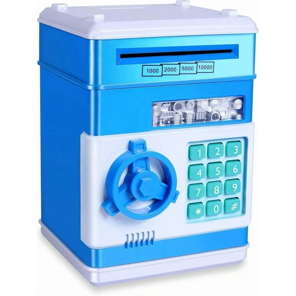 Electronic Piggy Bank ATM for Kids, Mini ATM Machine with Password Code Lock and Automatic Money Scroll, Savings Bank for Boys and Girls Ages 3-12