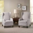 thumbnail image 2 of GDF Studio Weyland Contemporary Fabric Pushback Recliner, Set of 2, Light Gray Tweed and Dark Brown, 2 of 13