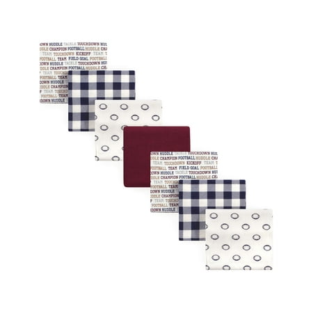Hudson Baby Boy and Girl Flannel Receiving Blanket, Football, 7 Pack