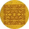 thumbnail image 1 of Ahgly Company Indoor Round Oriental Yellow Traditional Area Rugs, 7' Round, 1 of 4