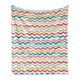 thumbnail image 1 of Striped Soft Flannel Fleece Throw Blanket, Pop Art Parallel Wavy Rough Lines Flush Brush Strokes Shaggy Groovy Boho Design, Cozy Plush for Indoor and Outdoor Use, 50" x 60", Multicolor, by Ambesonne, 1 of 6