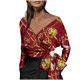 thumbnail image 1 of Camisa irregular elegante para mujer Impreso con cuello en V Manga larga Vendaje Blusa Túnica Arco Tops Fridja czfsfas3970, 1 of 5