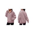thumbnail image 3 of Women Fall Half Zip Pullover Oversized Fleece Mock Neck Hoodies Fashion Outfits Winter Clothing Lotus Pink M, 3 of 6