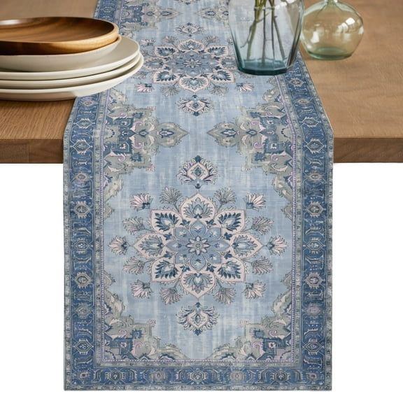 Table Runners 90 Inches Long Dress Scarves, Vintage Boho Farmhouse Coffee/Dining/Kitchen Table Decor Table Runner for Living Room, Retro Rustic Ethnic Tribal Floral Print 13x90 Inch