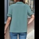 thumbnail image 3 of Camisa Elegante de Corta con Encaje y Mangas Huecas para Mujer, Color Liso, Verde XXL, 3 of 5