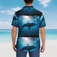thumbnail image 4 of Pofeuu Ocean Dolphin Fish School Print Hawaiian Shirt for Men Sleeves Casual Button Down Summer Beach Dress Shirts T-Shirts,X-Large, 4 of 7