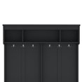 thumbnail image 5 of 77 Inch Hall Tree With Bench And 6 Hooks For Entryway Organization, Mudroom Storage Cabinet With 7 Shoe Cubbies And Overhead Shelf, Black, 5 of 7