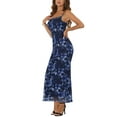 thumbnail image 4 of INSPIRE CHIC Women's Floral Maxi Dress Mesh Sleeveless Bodycon Cocktail Dress XS Black Blue, 4 of 6