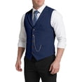 thumbnail image 6 of Vintage Tweed Waistcoat for Men with Chain Detail Retro Lapel Vest Formal Suit Gilet Business Casual Sleeveless Jacket Navy L, 6 of 9