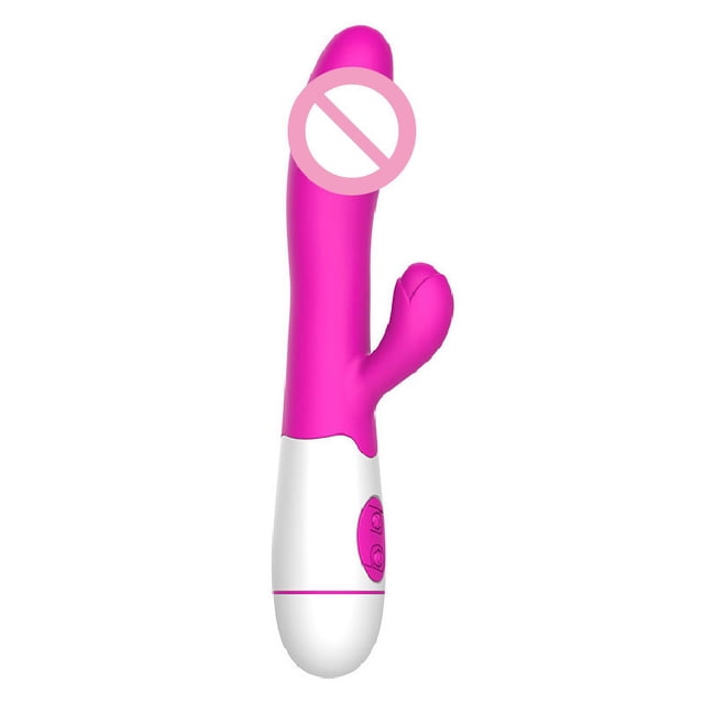 Juguete vibrador de doble extremo para mujer, 30 modos de vibración, juguete de vibración ergonómico de silicona recargable, rojo rosa