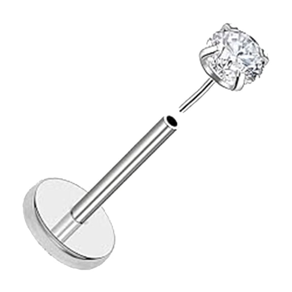 Non Threaded Flat Back Earrings for Ears — Small Push-In Nose Nails Lip Cartilage Piercing Jewelry for Men and Women