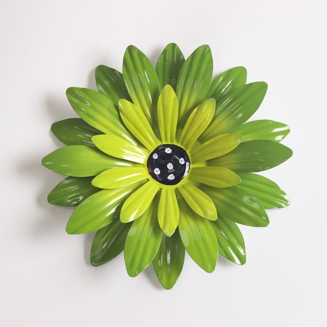 Zhuge 2 piezas 3D margarita metal flor pared arte decoración multicapa metal flor exterior decoración colgante rústico jardín sala de estar casa granja cerca, 8 pulgadas (verde)