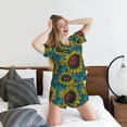 thumbnail image 3 of "Wukai Sunflowers Women's Pajama Set - Short-Sleeve Top and Shorts with Elastic Waistband and Pockets for Loungewear, Yoga, and Casual Wear-Small, 3 of 8