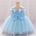 thumbnail image 5 of AUNVITO Baby Sleeveless Princess Dress Strappy 3D Tulle Party Gown Baptism Ceremony Formal Attire Elegant, 5 of 9