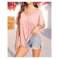 thumbnail image 2 of Women's Oversized V-Neck T-Shirts Summer Casual Loose Fit Short Sleeve Top Tees, 2 of 6